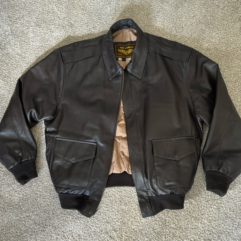 Genuine Leather Aviator Bomber Jacket - Picture 4 of 11